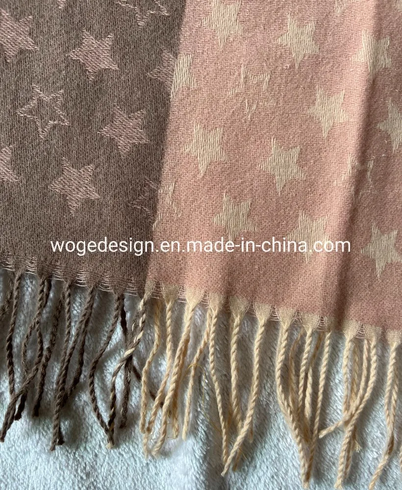 Yiwu Prime Producer Long Jacquard Star Polyester Yarn Soft Cashmere Feeling Scarf Dress Accessory